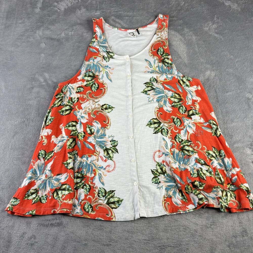 Anthropologie Coral and White Floral Tank Top